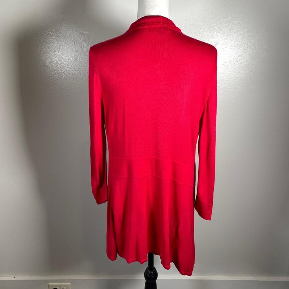 Premise Studio Red Shawl Neck Open Front 3/4 Sleeve Cardigan Sweater S - Picture 12 of 12